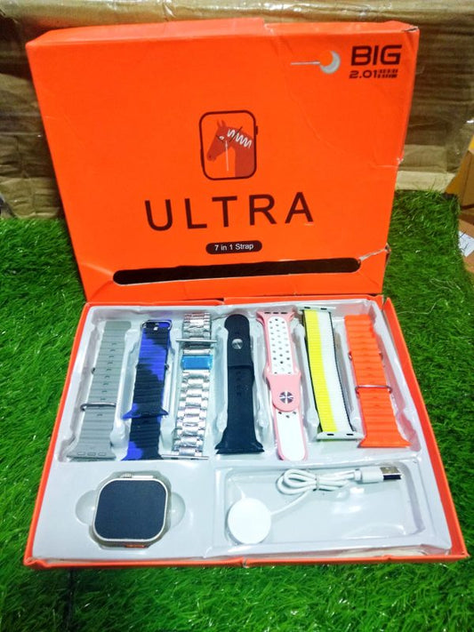 7 In 1 Ultra Smart Watch Series 8 Wireless Charging 7 Straps Waterproof (random Color)