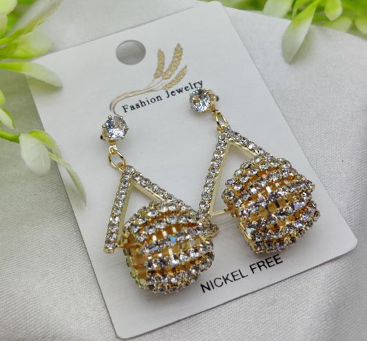 Glam Rhinestone Triangle Drop Earrings
