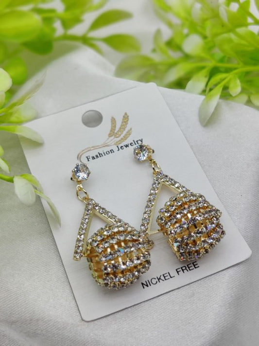 Glam Rhinestone Triangle Drop Earrings