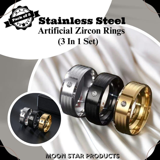 Stainless Steel Charm Ring Set