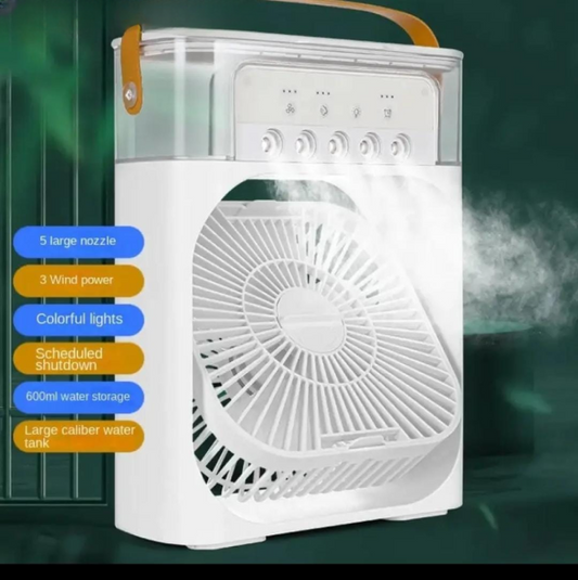 USB Portable AC Fan with LED Light & Humidifier Mist